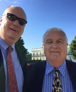 Ancilla College Vice President of Enrollment Eric Wignall and President Dr. Ken Zirkle outside the White House Fiday